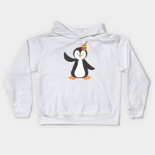 Cute Penguin, Baby Penguin, Penguin With Party Hat Kids Hoodie